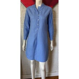 Womens Linen Shirt Sky Blue blouse Tunic Long Sleeves Sz Small 6P Bloomingdale's